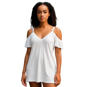INC INTERNATIONAL CONCEPTS Woman’s White Cold Shoulder Rayon Blouse Size XL NWT - Picture 1 of 9