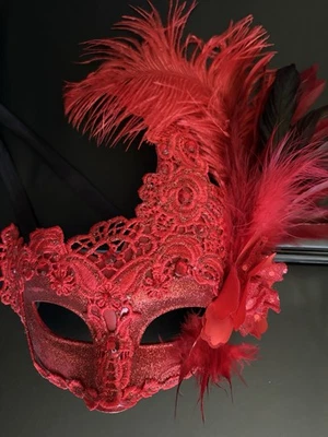 Red Masquerade Mask - Image 1 of 2