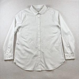 Chicos Shirt Womens 1 US 8 Embroidered Button Down Paisley Long Sleeve Blouse - Picture 1 of 11