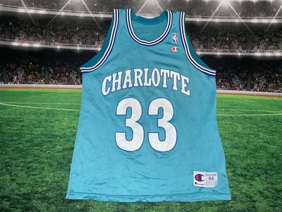 Camiseta Vintage Champion Charlotte Hornets Alonzo Mourning #33 Tamanho 44 Usada - Imagem 1 de 4