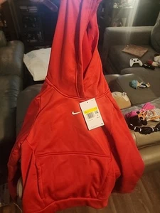 Sudadera con capucha de entrenamiento Nike Big Kids Therma-FIT Pullover en rojo, talla S - Imagen 1 de 4