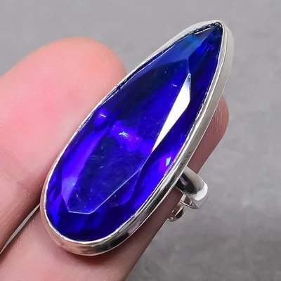 Faceted Tanzanite Quartz Pear Shape Gemstone Gift Adjustable Jewelry Ring SR 098 - Image 1 of 4
