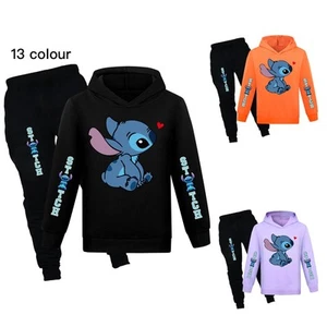 Pullover Hooded Sweatshirt Trousers Set Kids Tops Hoodie Cotton Boys Girls - Picture 1 of 30