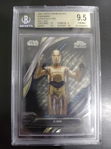 2024 Topps Chrome Black Star Wars C-3PO Superfractor Refractor 1/1 BGS 9.5 - Picture 1 of 12