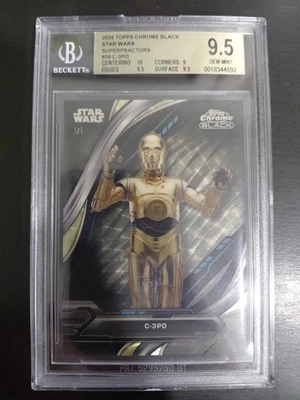 2024 Topps Chrome Black Star Wars C-3PO Superfractor Refractor 1/1 BGS 9.5 - Image 1 of 4