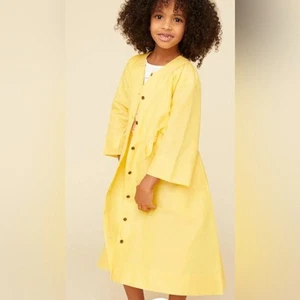 The Sunday Collective Organic Cotton Linen Trench Dress Daffodil Butter Yellow 6 - Picture 1 of 12