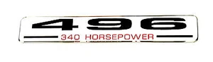 496 (340 Horsepower) EMBLEM (B) Super Sized SILVER - Picture 1 of 1