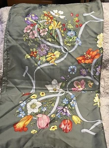 Authentische Gucci GG Blumenmustergrün mehrfarbig Seide Vintage gebraucht - Bild 1 von 12