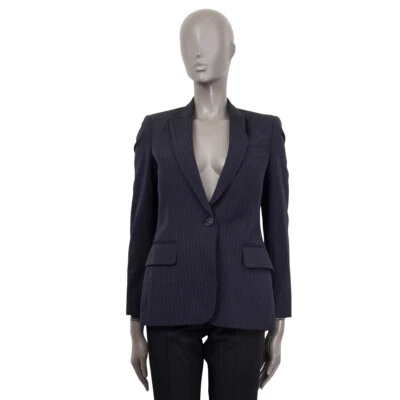 64977 auth STELLA MCCARTNEY navy blue wool PINSTRIPE Blazer Jacket 38 XS - Изображение 1 из 4