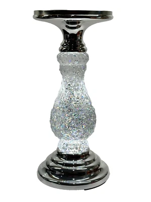 BATH & BODY WORKS SILVER SWIRLING GLITTER CUTE PEDESTAL 3-WICK CANDLE HOLDER NEW - Image 1 of 4