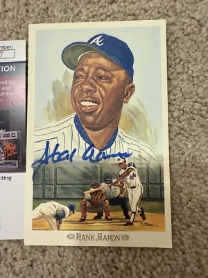 Hank Aaron Atlanta Braves Signed Perez Steele Celebration Postcard JSA - Image 1 of 4