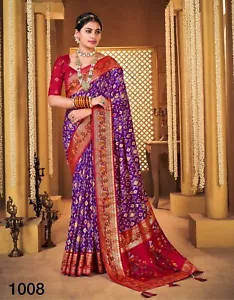 New Patola Saree For Women Indian Pakistani Sarees Wedding Bridal Heavy Ethnic - Picture 1 of 2