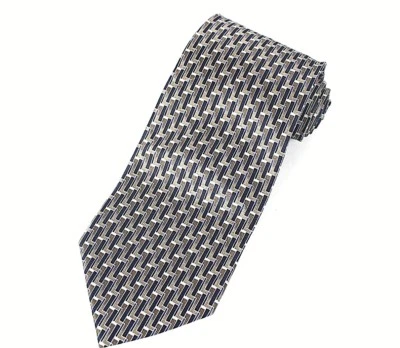 Corbata de diseñador Edwards para hombre negra gris geométrica 100 % seda L-59 W-4 nueva sin etiquetas Foto 1 de 3