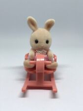 Sylvanian Families Calico Critters Bunny on Pink Rocking Horse RARE
