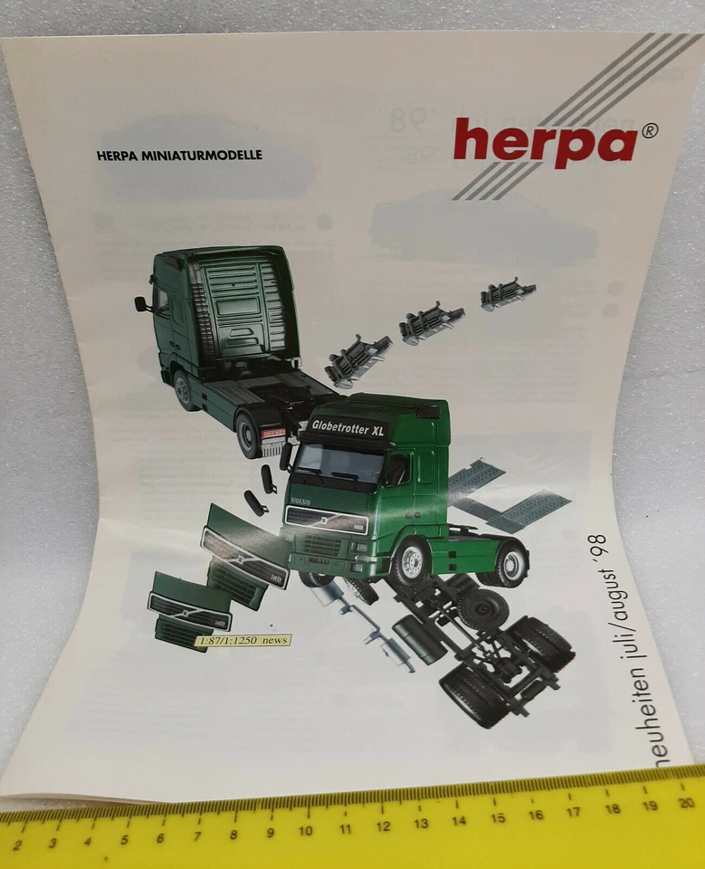 Catalog Herpa novelties July / August 1998 model cars HO 1:87, 8 pages - Immagine 1 di 2