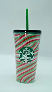 2024 Starbucks Cold Brew Tumbler Pink, Green, Red Swirls - Picture 1 of 5