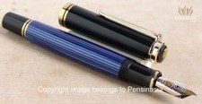 PELIKAN SOUVERAN M800 BLUE AND BLACK WITH GOLD TRIM FOUNTAIN PEN GREAT(OLD LOGO)