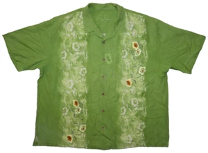 TOMMY BAHAMA Gr. XXL BESTICKT BLUMEN HAWAII KNÖPFE HEMD 100% SEIDE LESEN - Bild 1 von 10