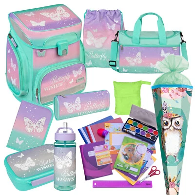 Schulranzen-Set BUTTERFLY WISHES 22-teilig m. Schultüte uvm Scooli Schmetterling
