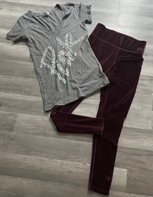 Conjunto de camiseta y leggins Victoria Secret rosa bling Foto 1 de 4