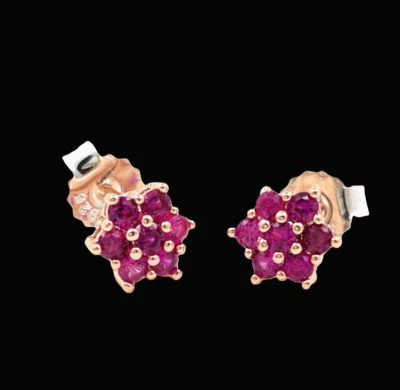 ПОДЛИННЫЙ 925 серебра 2 мм рубин 1/4'' маленький серьги драгоценных камней розового золота покрытием - Изображение 1 из 3