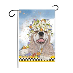 Bandera de jardín floral Cocker Spaniel doble cara 12 x 17 pulgadas - Imagen 1 de 1