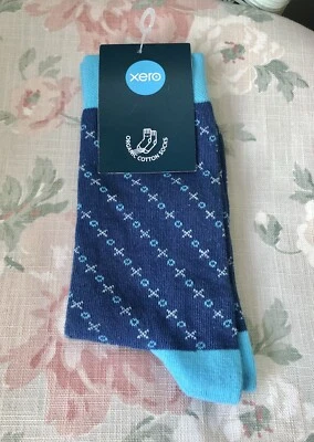 NUEVO CON ETIQUETAS XERO XO AZUL ALGODÓN ORGÁNICO CALCETINES TALLA ÚNICA NUEVOS Foto 1 de 2