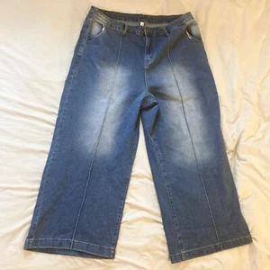 Agnes Orinda Faded Blue Denim Jeans Women’s Plus Size 2X Washed Stretch Wide Leg - Picture 1 of 18
