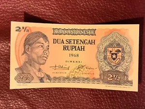 INDONESIA BANKNOTE 2 1/2 RUPIAH 1968 VERY GOOD CONDITION #110B - Picture 1 of 2