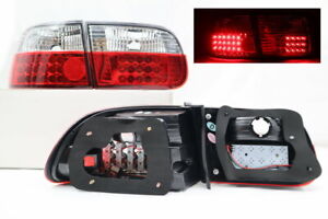 Fits-1992-95-Civic 2/4Dr Coupe Sedan Red/Clear LED Tail Lights Rear Brake Lamps