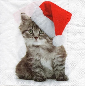 4 servilletas con motivo servilletas servilletas Tovaglioli Navidad gato (943) manualidades - Imagen 1 de 1