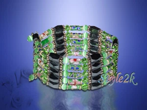 Magnet Halskette Armband Cloisonné grün Katzenauge 36" Fußkettchen Halsband Spaß - Bild 1 von 4