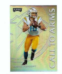 JUSTIN HERBERT 2020 PLAYOFF " CALL TO ARMS " PRIZM PARALLEL ROOKIE $50 CHARGERS