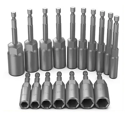 Hex Nuts Deep Socket 1/4" Hex Shank Nut Driver Bit Impact Driver Drill Socket - Image 1 of 4