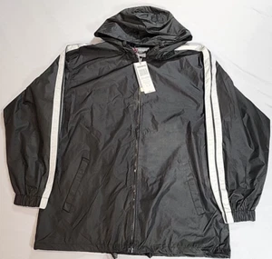 Kenpo Black w/ White Stripe Hooded Varsity Windbreaker Jacket - Size Medium NEW - Picture 1 of 8