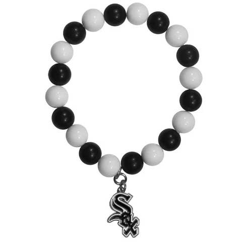 Chicago White Sox Bead Style Bracelet [NEW] MLB Wrist Stretch Necklace Jewelry Cover