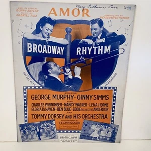 Vintage 1943 Amor Sheet Music Ginny Simms & George Murphy Cover Photo - Picture 1 of 12