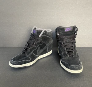 Nike Dunk Sky High Black /Purple Hidden Heel Wedge Women’s 7.5 Shoes 528899-014 - Foto 1 di 11
