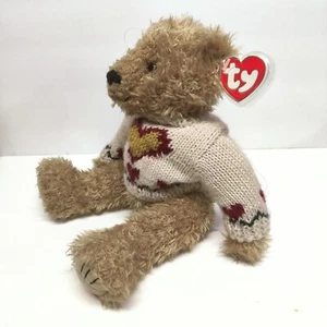 Vintage TY 1993 Heartley Heart Sweater Plush Jointed Teddy Bear Toy 12" - Picture 1 of 7