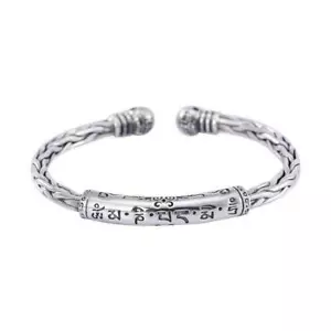 Braccialetto Aperto Regolabile Vintage Uomo E Donna Bracciale Argento Gioielli - Foto 1 di 12