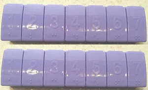2 x Tupperware 7-Day Pill Vitamin Advil Keepers Purple Braille New - Picture 1 of 1
