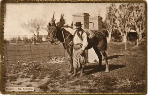 Argentina Antigua Postal Vintage Tropero (Vaquero) y su caballo (704) - Imagen 1 de 2