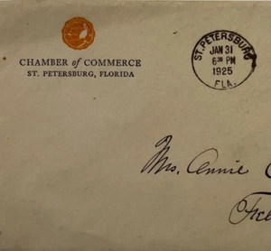 Cubierta Postal San Petersburgo Florida CÁMARA DE COMERCIO 1925 Felton Delaware - Imagen 1 de 3