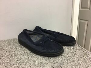 Men's Navy Blue Suede moccasin slippers size 9 ex display