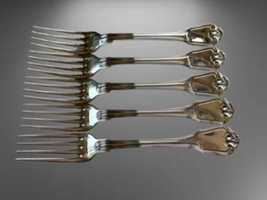 Christofle Silver Fork set of 5 Unused L 6.7 in Authentic France Tableware - Picture 1 of 5