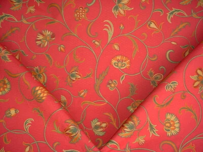 4-3/4Y Scalamandre 26591 Gallatea Red Floral Brocade Drapery Upholstery Fabric - Image 1 of 4