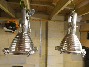 MATCHED PAIR of POLISHED ALLOY NAUTICAL STYLE KITCHEN LIGHTS - Picture 1 of 3