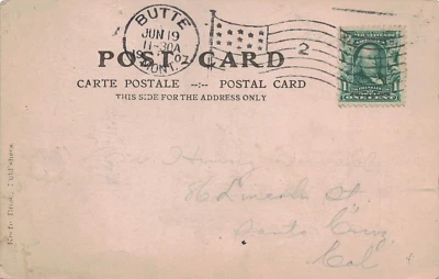 1907 Butte, Montana Flag Cancel on P-card of World's Highest Concrete Smokestack - Image 1 of 2
