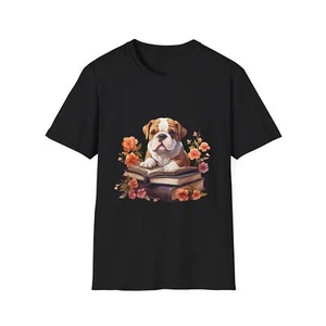 Maglietta simpatica Bulldog libro lettura, regalo amante dei cani, maglietta animali, amante degli animali domestici - Foto 1 di 23