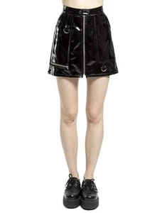TRIPP GOTHIC PUNK ROCKER PVC VINYL FETISH MOTO BIKER ZIP BLACK MINI SKIRT RJ4631 - Picture 1 of 5